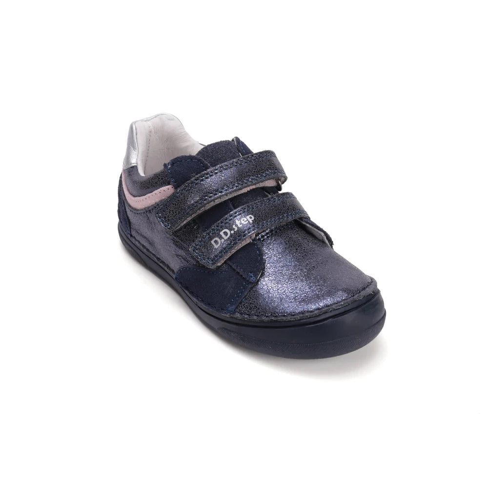 D.D.Step pantofi fete cu scai 32-37 Royal Blue cu dunga roz