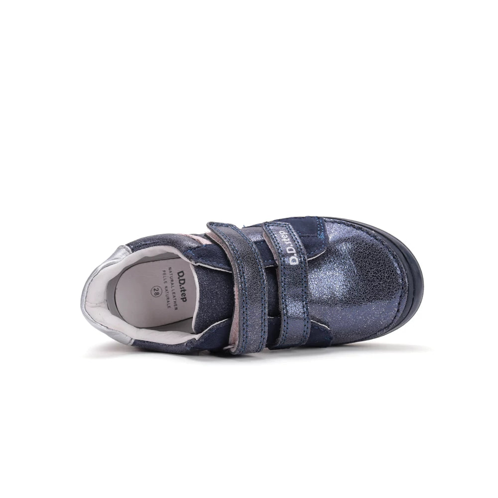 D.D.Step pantofi fete cu scai 32-37 Royal Blue cu dunga roz