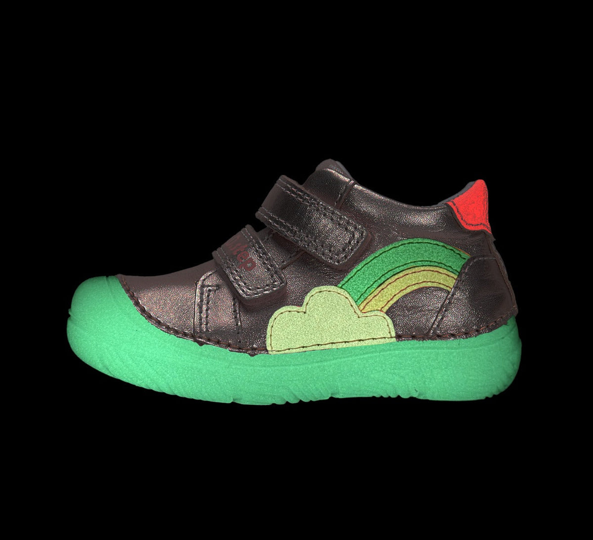 D.D.Step pantofi fete cu talpa fluorescenta 20-25 Champagne cu curcubeu