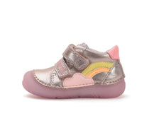 D.D.Step pantofi fete cu talpa fluorescenta 20-25 Champagne cu curcubeu