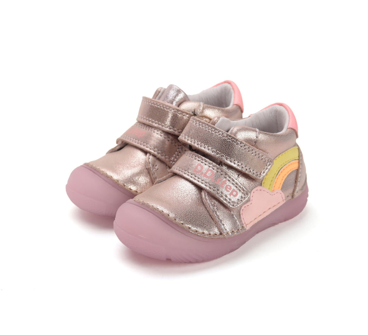 D.D.Step pantofi fete cu talpa fluorescenta 20-25 Champagne cu curcubeu Imagine principală a produsului