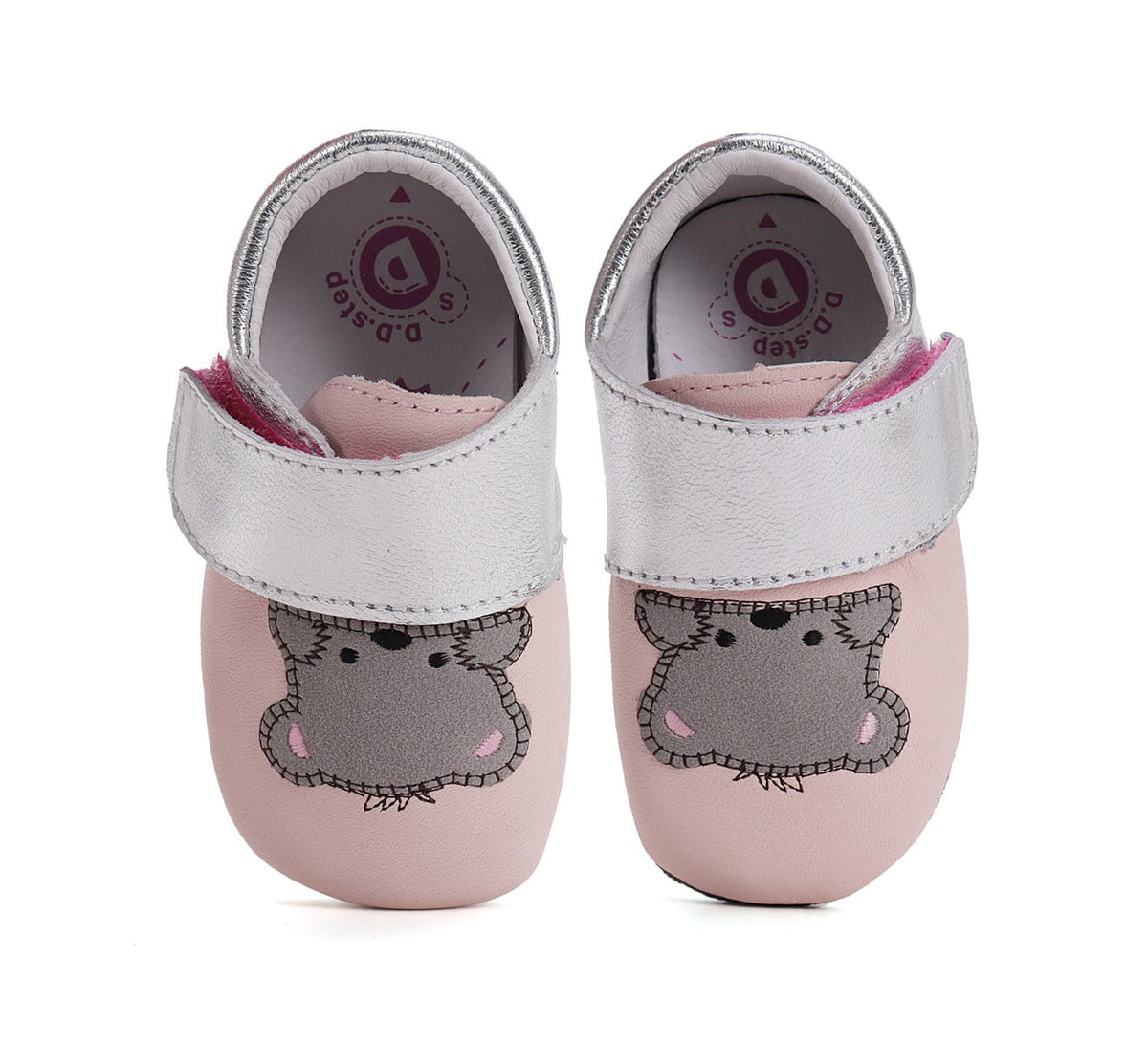 D.D.Step pantofi fete cu talpa moale 18-23 Daisy Pink cu ursulet