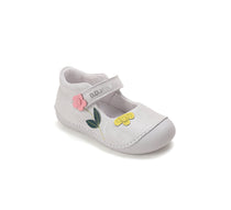D.D.Step pantofi fete decupati 18-22 Silver cu flori