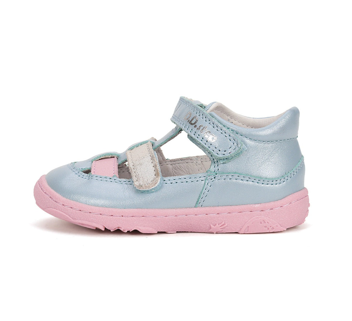 D.D.Step pantofi fete decupati Barefoot 20-25 Sky Blue cu roz