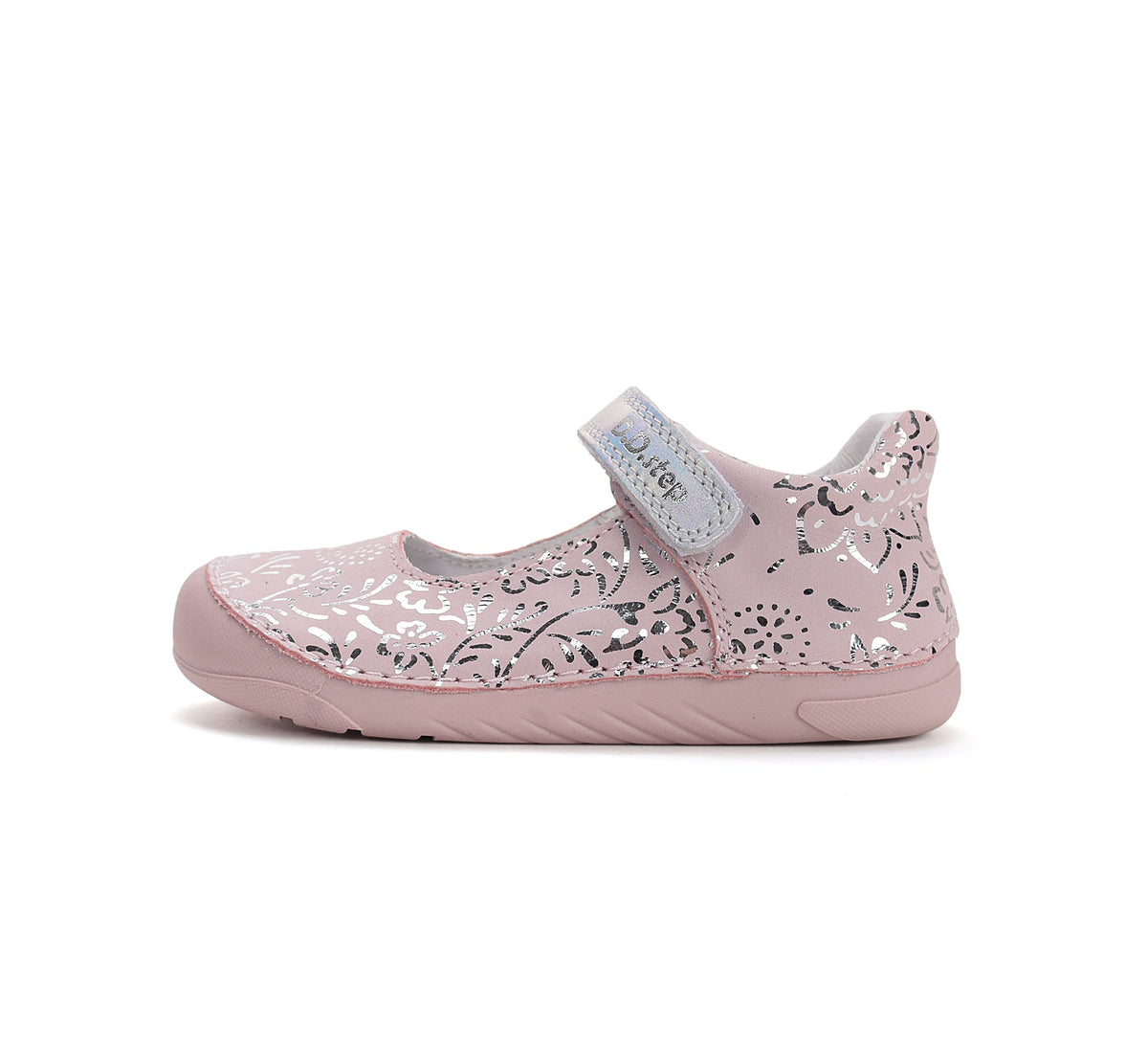 D.D.Step pantofi fete decupati Barefoot 22-33 Baby Pink cu flori printate