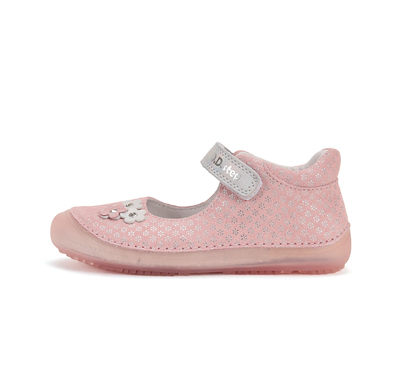 D.D.Step lány félcipő, kivágott, Barefoot 25-31 Metallic pink, virágos Másodlagos kép