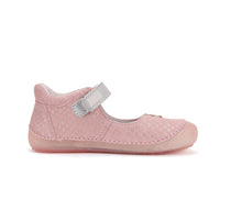 D.D.Step pantofi fete decupati Barefoot 26-31 Metallic pInk cu floricele
