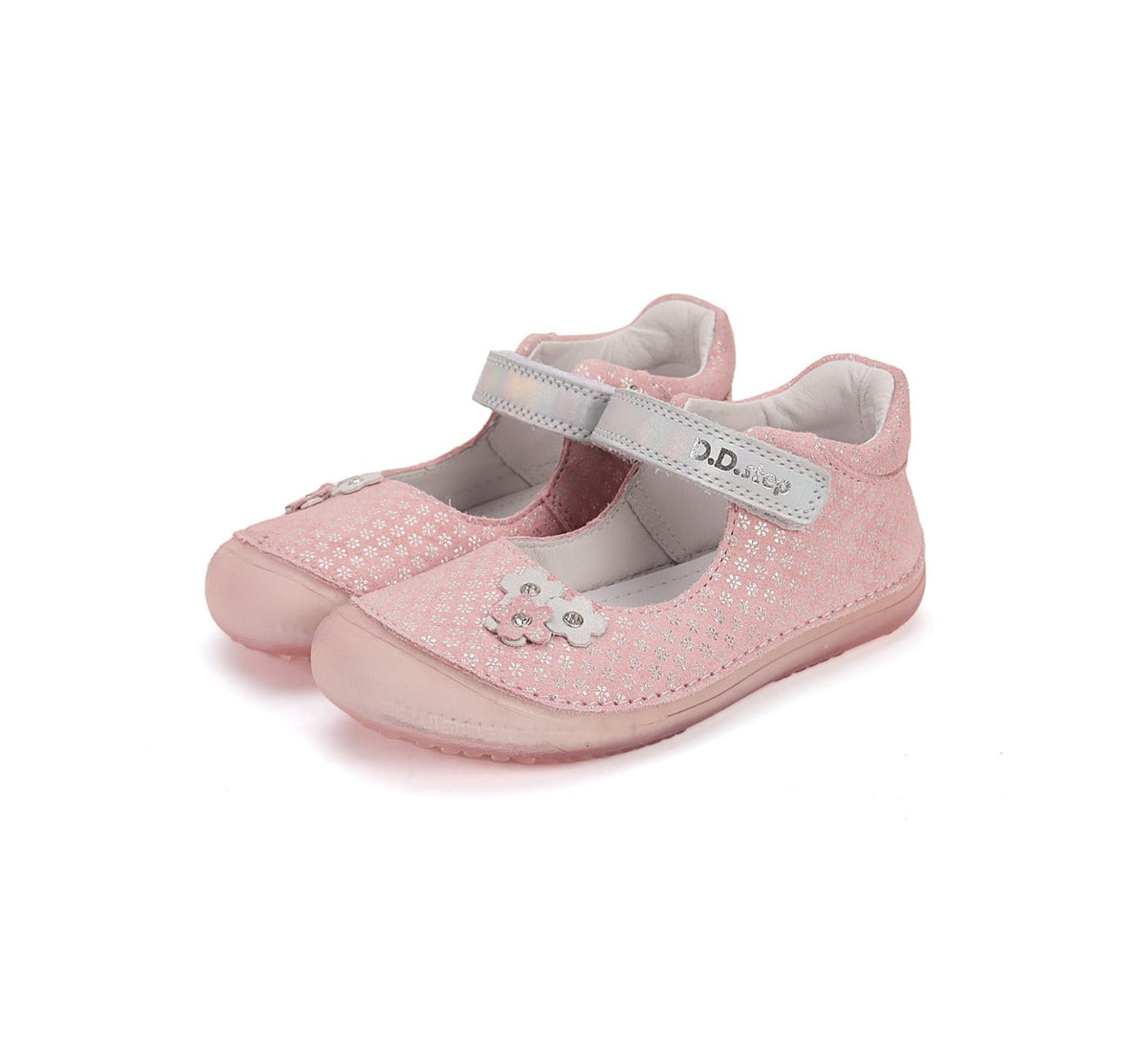 D.D.Step pantofi fete decupati Barefoot 26-31 Metallic pInk cu floricele Fő kép