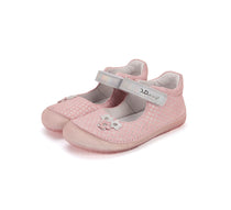 D.D.Step pantofi fete decupati Barefoot 26-31 Metallic pInk cu floricele