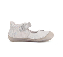 D.D.Step pantofi fete decupati Barefoot 26-31 Silver cu floricele