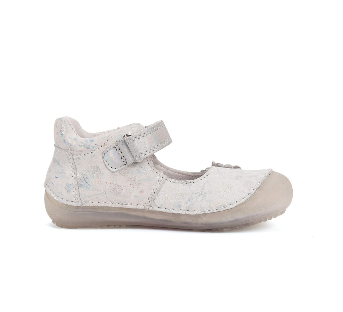 D.D.Step pantofi fete decupati Barefoot 26-31 Silver cu floricele