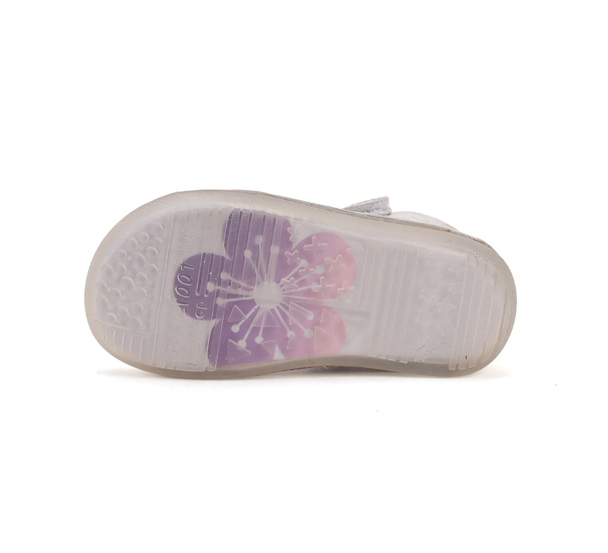 D.D.Step pantofi fete decupati Barefoot 26-31 Silver cu floricele