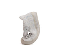 D.D.Step pantofi fete decupati Barefoot 26-31 Silver cu floricele
