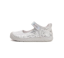 D.D.Step pantofi fete decupati Barefoot 22-33 Dove Grey cu flori printate