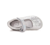 D.D.Step pantofi fete decupati Barefoot 22-33 Dove Grey cu flori printate
