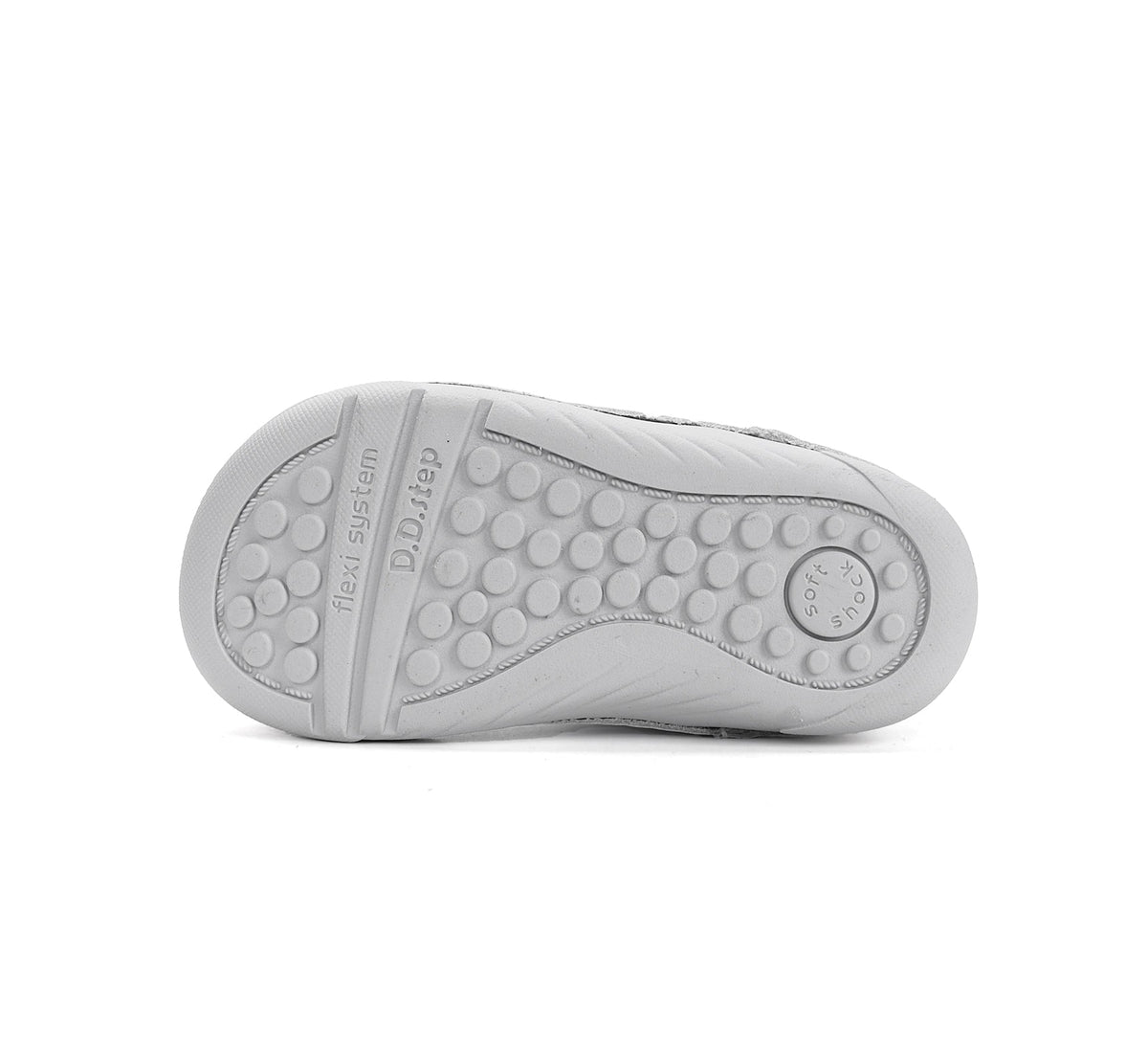 D.D.Step pantofi fete decupati Barefoot 22-33 Dove Grey cu flori printate