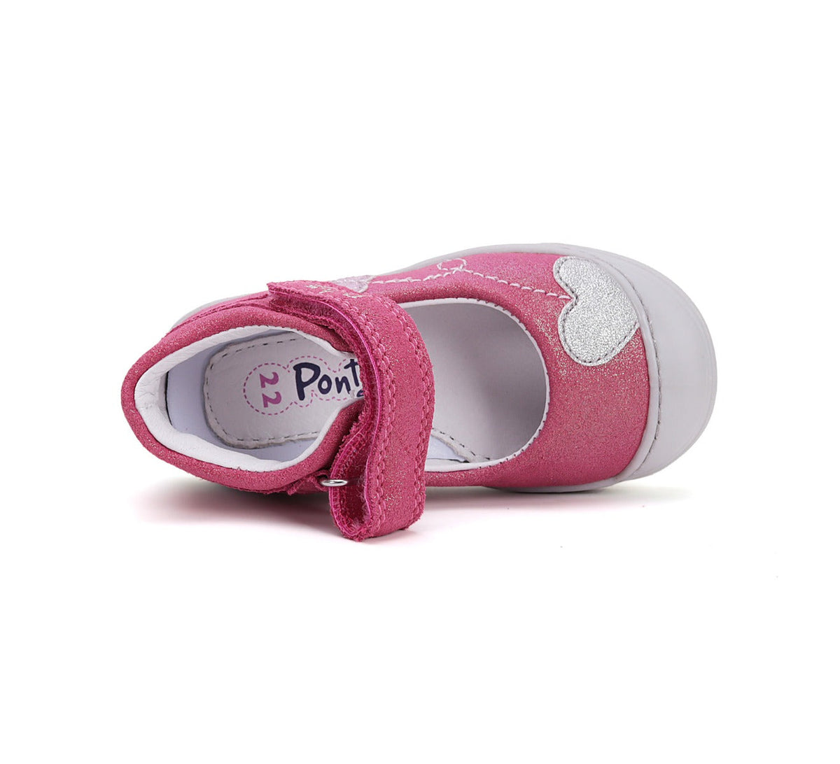 D.D.Step pantofi fete decupati Ponte20 supinati 22-27 Dark Pink cu inimioare
