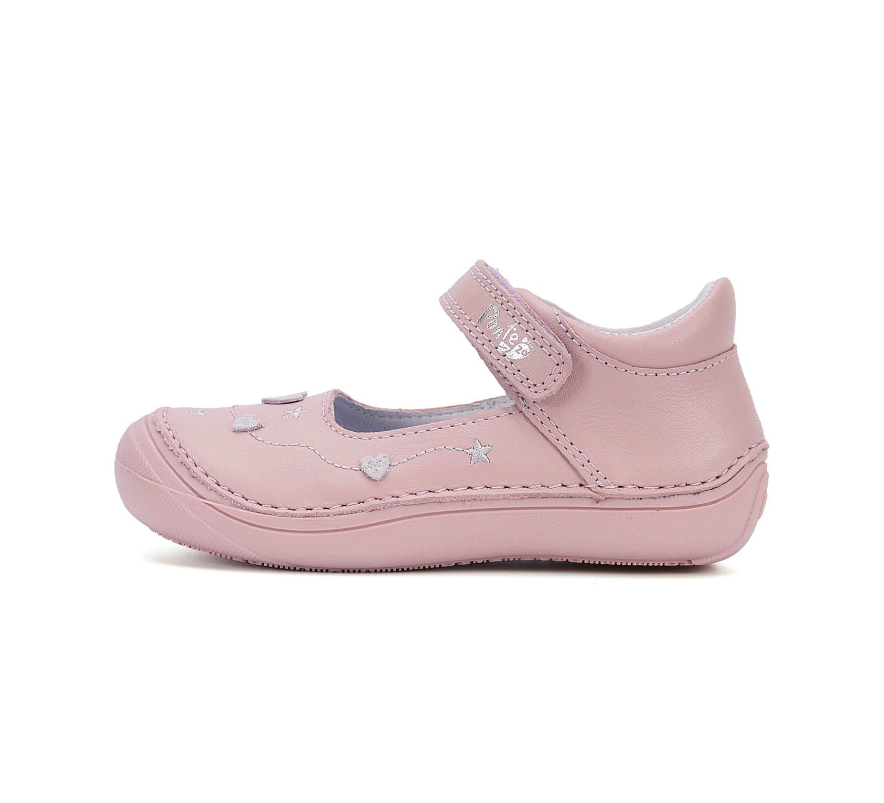 D.D.Step Ponte20 kivágott lánycipő szupinált 30-35 Baby Pink szívecskékkel Másodlagos kép