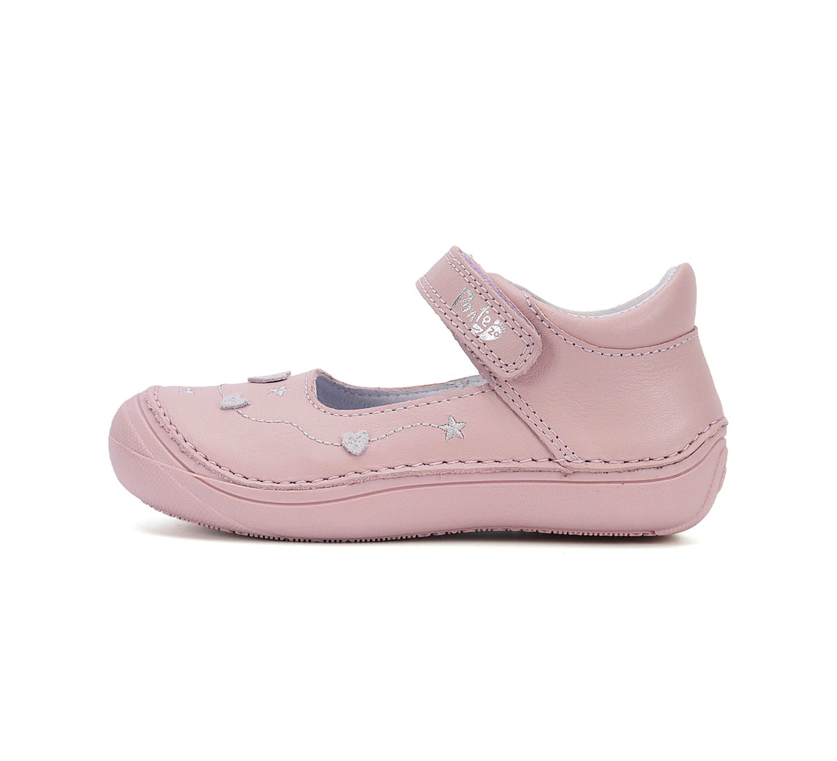 D.D.Step Ponte20 kivágott lánycipő szupinált 30-35 Baby Pink szívecskékkel