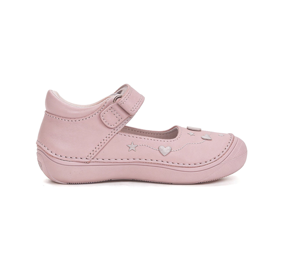 D.D.Step Ponte20 kivágott lánycipő szupinált 30-35 Baby Pink szívecskékkel