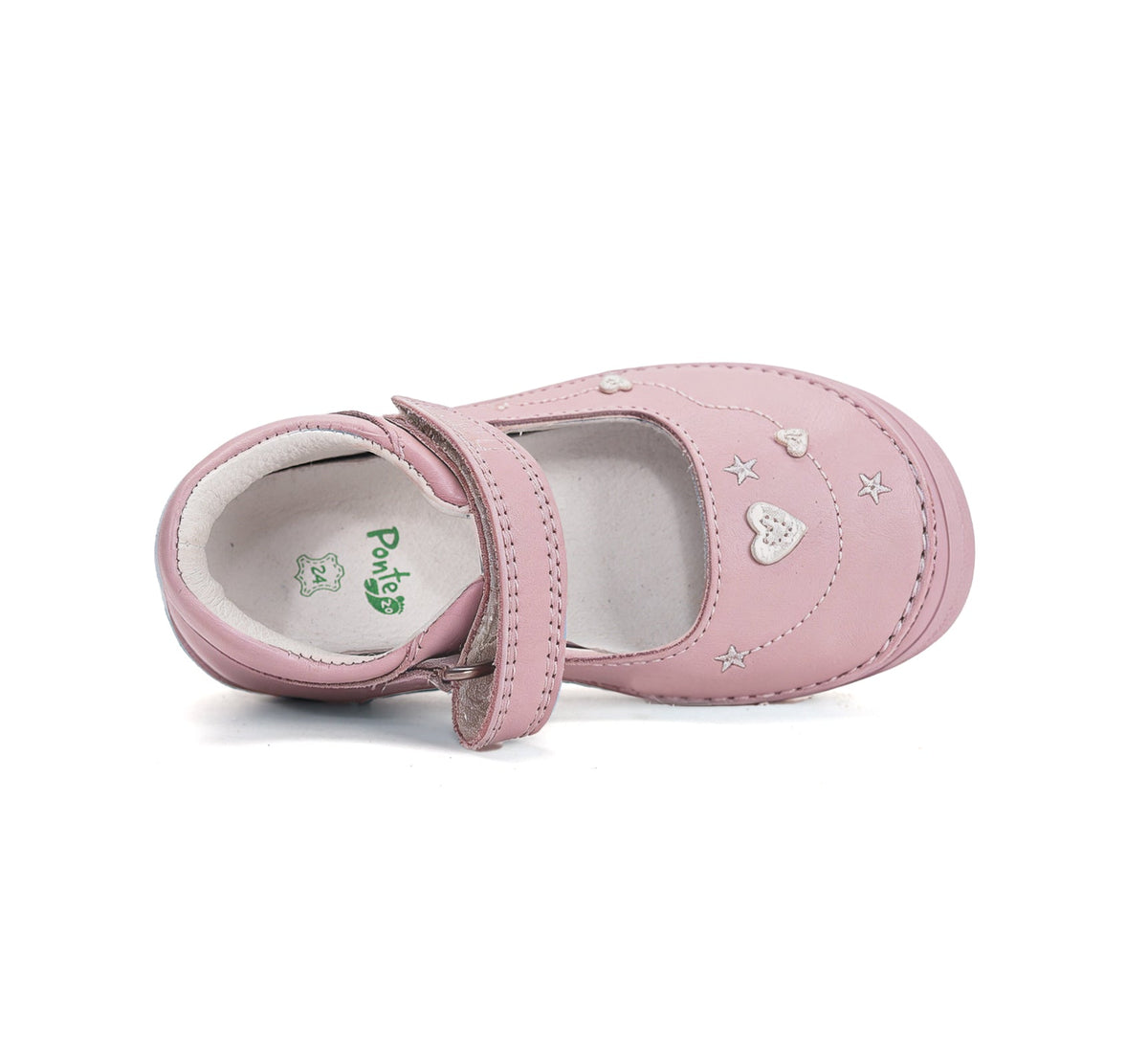 D.D.Step Ponte20 kivágott lánycipő szupinált 30-35 Baby Pink szívecskékkel
