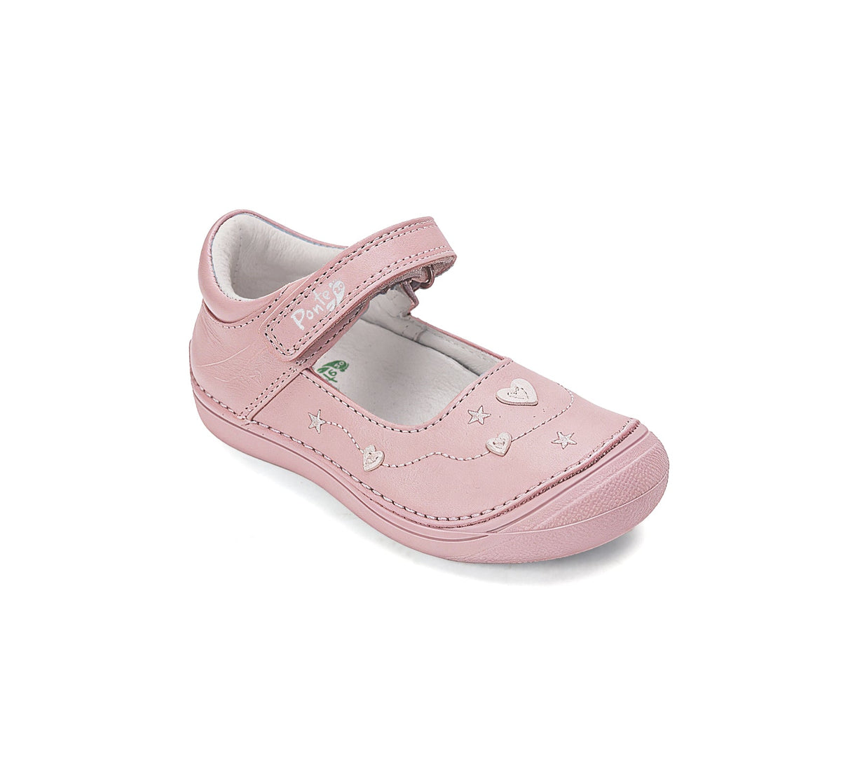 D.D.Step Ponte20 kivágott lánycipő szupinált 30-35 Baby Pink szívecskékkel
