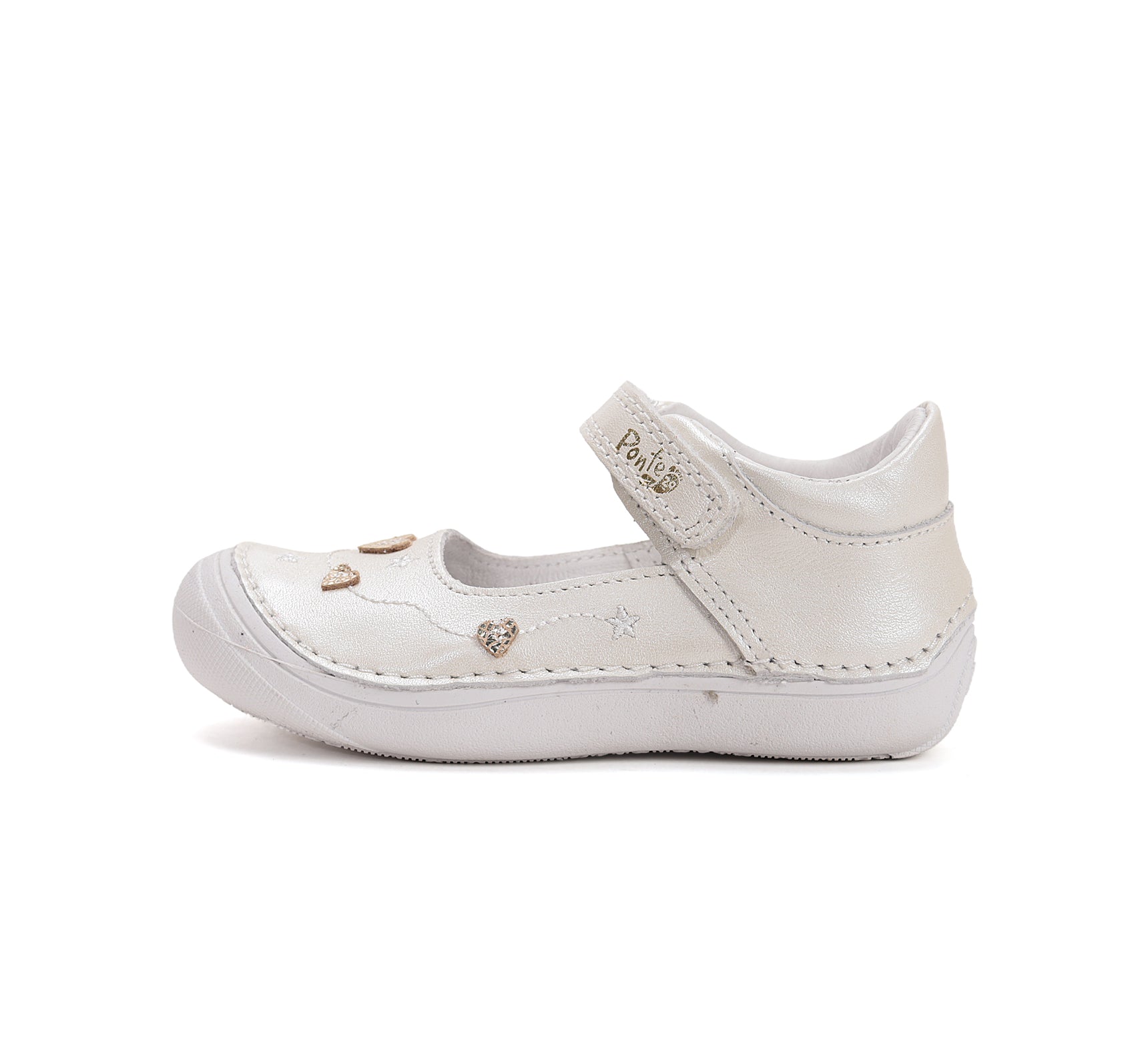 D.D.Step pantofi fete decupati Ponte20 supinati 30-35 Pearl cu inimioare Imagine secundară a produsului