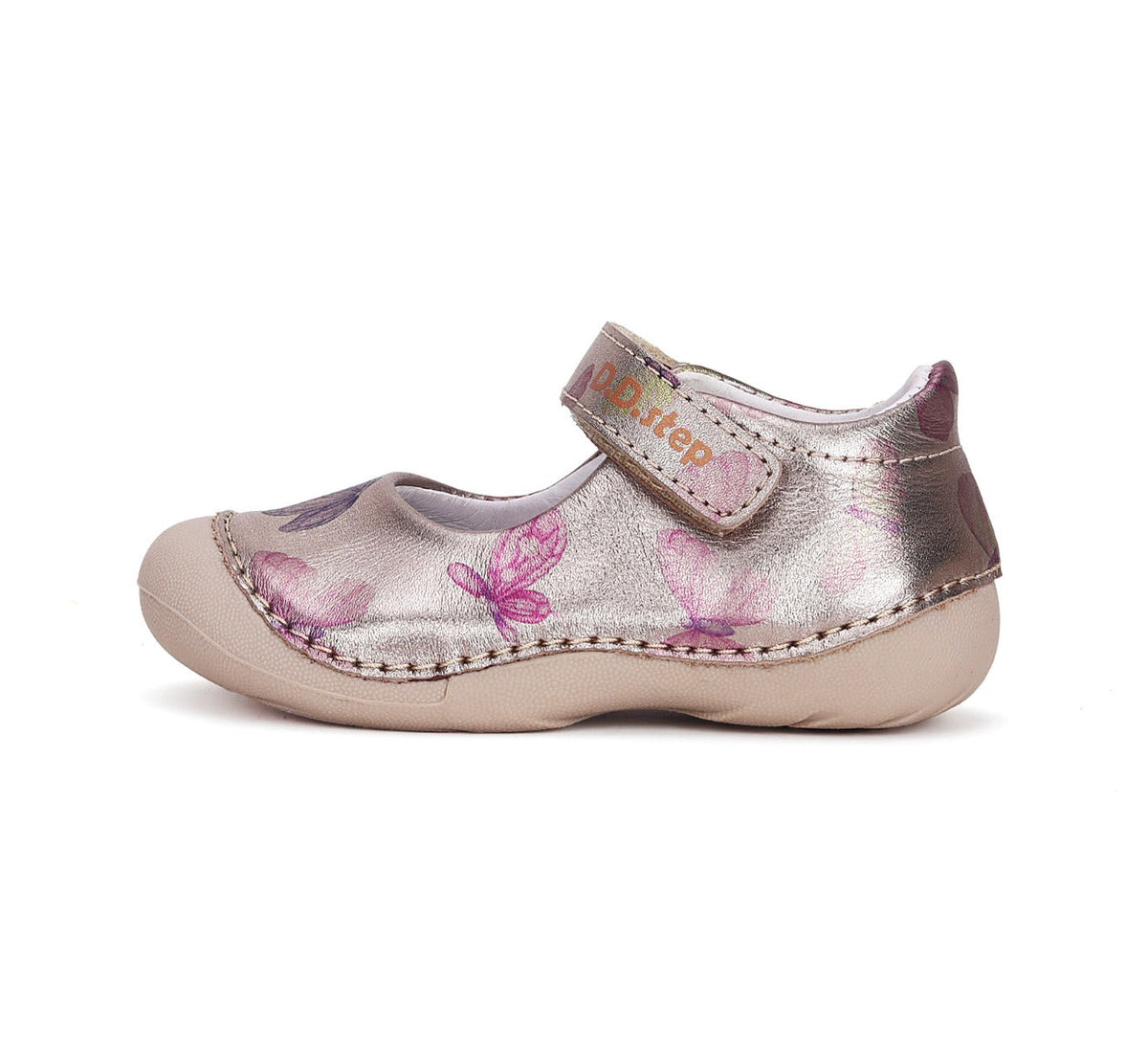 D.D.Step pantofi fete deschisi 18-24 Bronze cu fluturasi