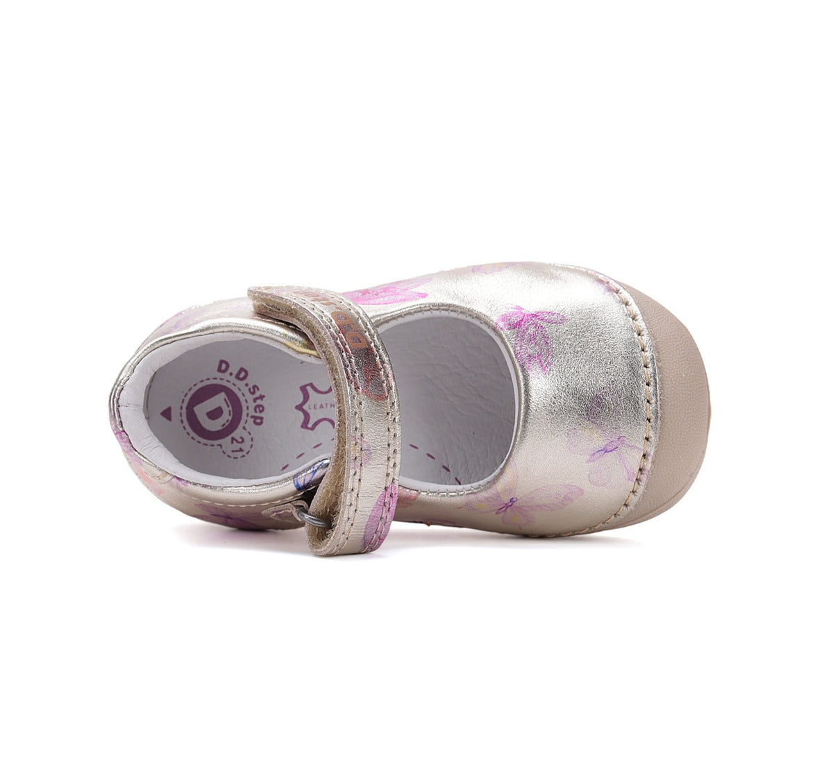 D.D.Step pantofi fete deschisi 18-24 Bronze cu fluturasi