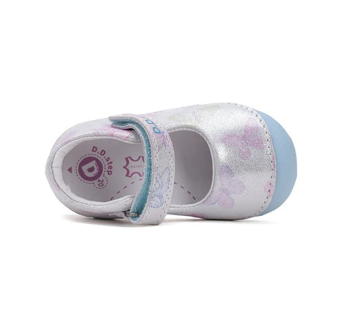 D.D.Step pantofi fete deschisi 18-24 Silver cu fluturasi Imagine secundară a produsului