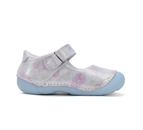 D.D.Step pantofi fete deschisi 18-24 Silver cu fluturasi