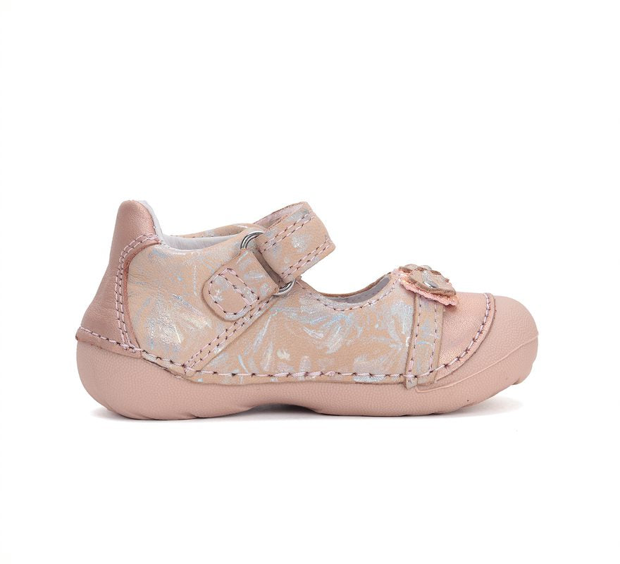 D.D.Step pantofi fete deschisi 19-24 Baby Pink cu floricele