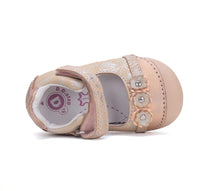 D.D.Step pantofi fete deschisi 19-24 Baby Pink cu floricele