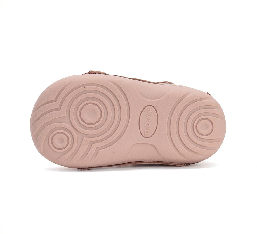 D.D.Step pantofi fete deschisi 19-24 Baby Pink cu floricele