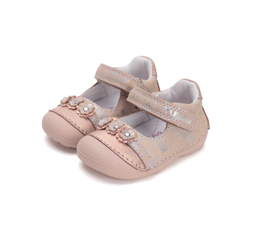 D.D.Step pantofi fete deschisi 19-24 Baby Pink cu floricele Imagine principală a produsului