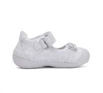 D.D.Step pantofi fete deschisi 19-24 Silver cu floricele