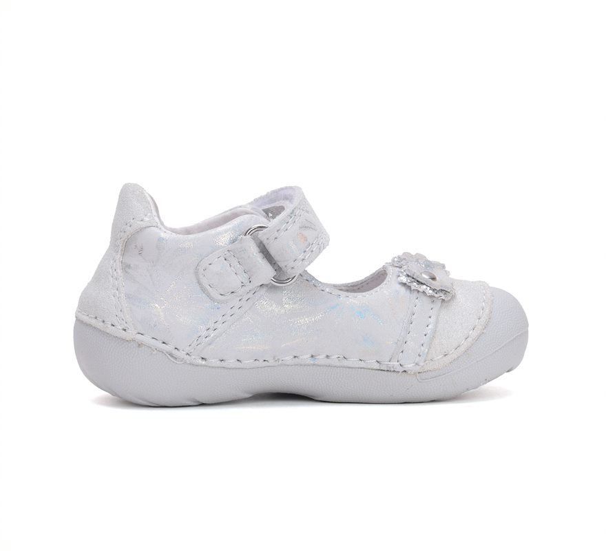 D.D.Step pantofi fete deschisi 19-24 Silver cu floricele