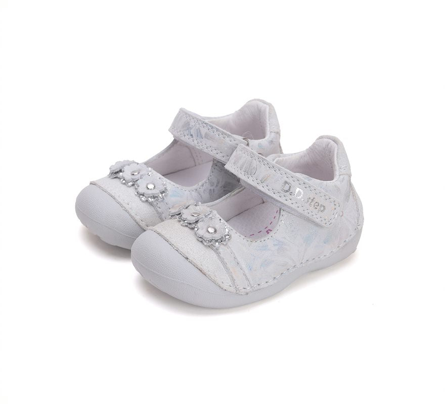 D.D.Step pantofi fete deschisi 19-24 Silver cu floricele Imagine principală a produsului