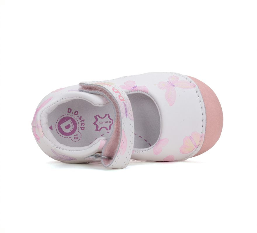 D.D.Step pantofi fete deschisi 19-24 White cu fluturasi