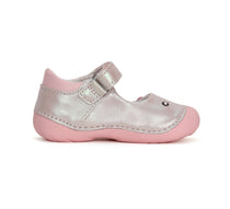 D.D.Step pantofi fete deschisi Primii pasi 18-24 Silver cu floare