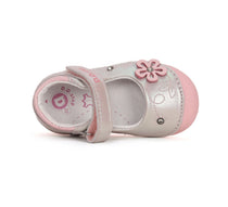 D.D.Step pantofi fete deschisi Primii pasi 18-24 Silver cu floare