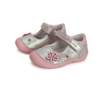 D.D.Step pantofi fete deschisi Primii pasi 18-24 Silver cu floare