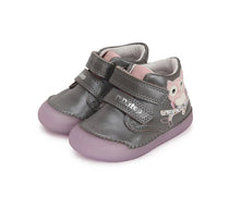 D.D.Step pantofi fete fluorescenti Primii Pasi 20-25 Dark Grey cu bufnita