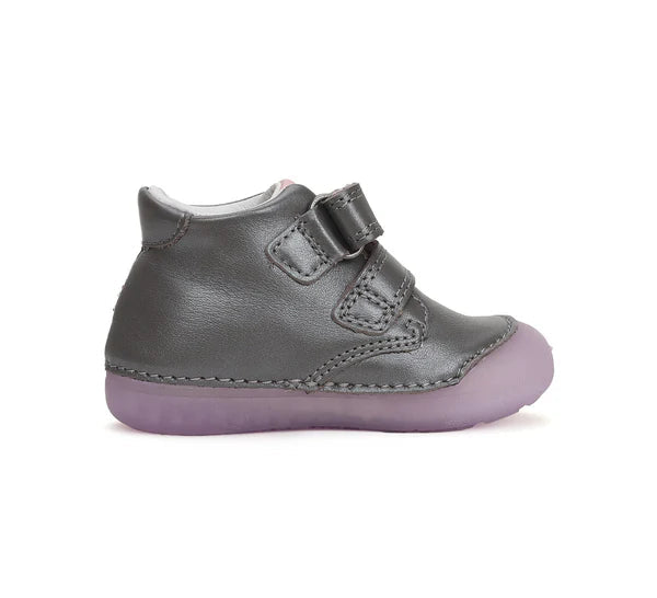 D.D.Step pantofi fete fluorescenti Primii Pasi 20-25 Dark Grey cu bufnita