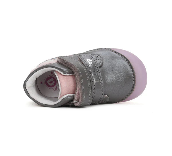 D.D.Step pantofi fete fluorescenti Primii Pasi 20-25 Dark Grey cu bufnita
