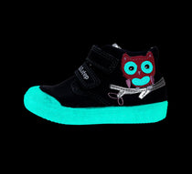 D.D.Step pantofi fete fluorescenti Primii Pasi 20-25 Royal Blue cu bufnita