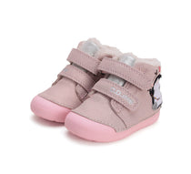 D.D.Step pantofi fete imblanite Primii Pasi 20-25 Pink cu pinguin