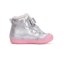 D.D.Step pantofi fete imblanite Primii Pasi 20-25 Silver cu pinguin