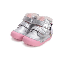 D.D.Step pantofi fete imblanite Primii Pasi 20-25 Silver cu pinguin