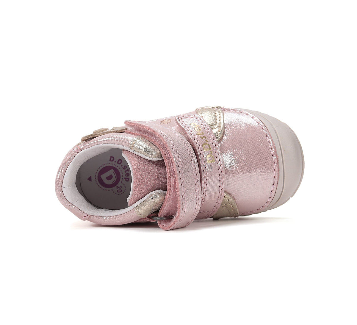 D.D.Step kislány cipő bőr 20-25 Rose Gold mosómedvével